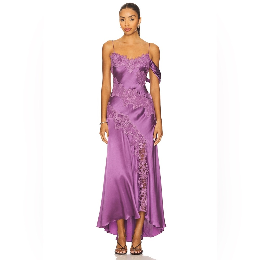 AMUR Reese Cascade Lace Gown in Violet Daze size  2